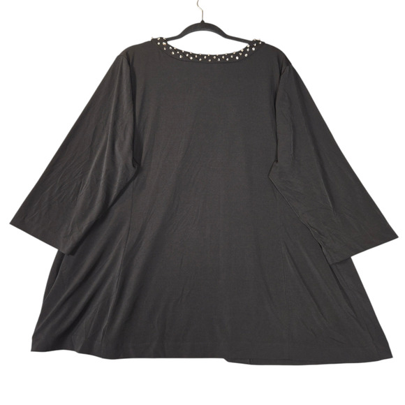 Woman Within 24W 3X Cardigan Top Black Sequins Stretch Open Front Date Night - Picture 4 of 9